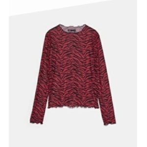 Zara Red Zebra Sheer Long-sleeve